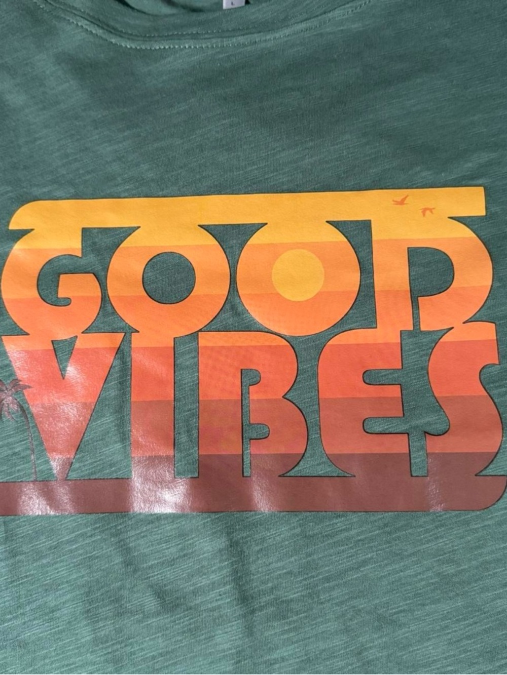 Basico Green & Orange “Good Vibes” Unisex Tee Shirt (L) ★彡 - Picture 5 of 7